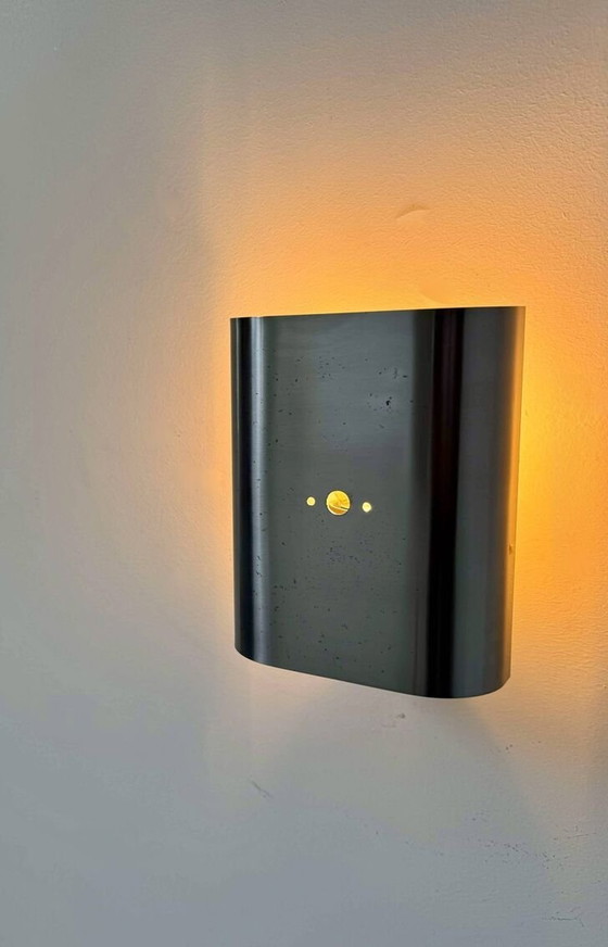 Image 1 of Lampada da parete vintage in metallo spazzolato curvo - Francia 1970