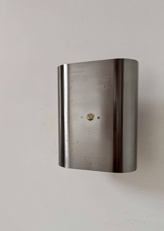 Image 1 of Lampada da parete vintage in metallo spazzolato curvo - Francia 1970