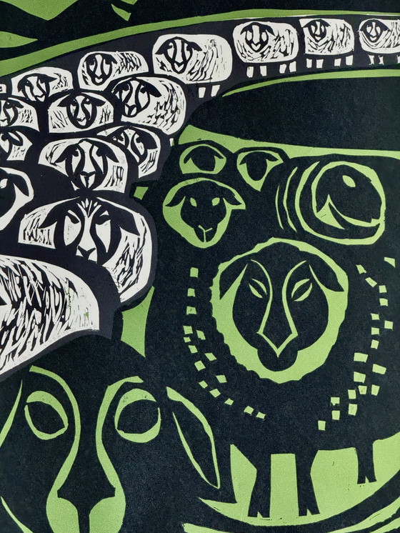 Image 1 of Gerrit De Morée 1909-1981 Rare Lithograph "Moutons Blancs / Moutons Noirs" From 1967