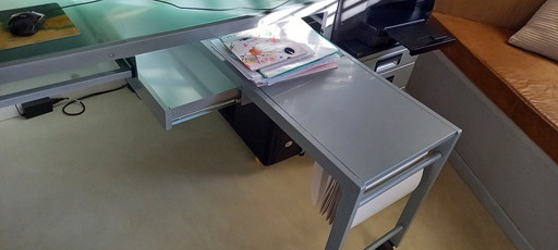 Modern Desk Hard Glass And Metallic