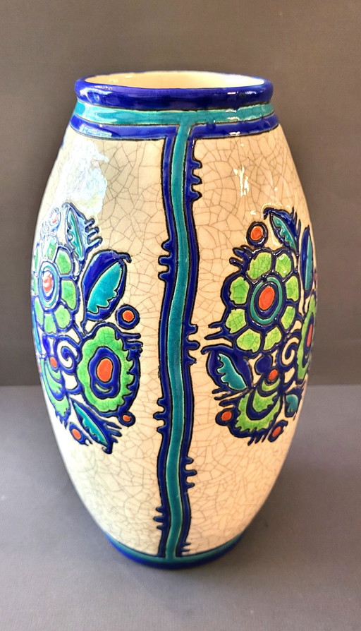 Large Boch Art Deco Charles Catteau vase