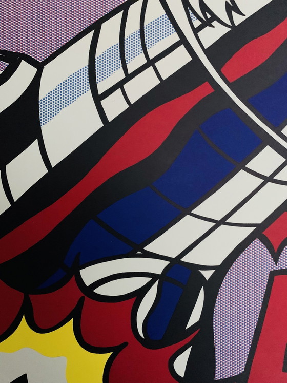 Image 1 of Roy Lichtenstein: "Trittico, mentre aprivo il fuoco". Manifesto del trittico realizzato su carta molto spessa con qual