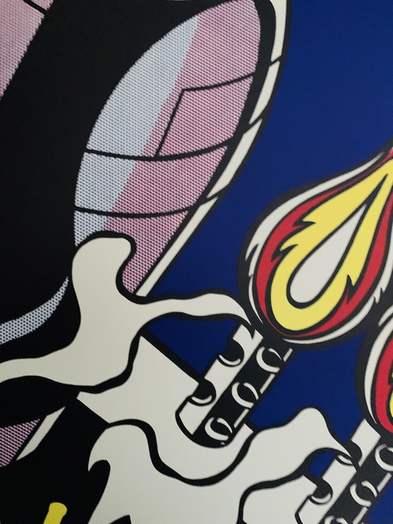 Image 1 of Roy Lichtenstein: "Trittico, mentre aprivo il fuoco". Manifesto del trittico realizzato su carta molto spessa con qual