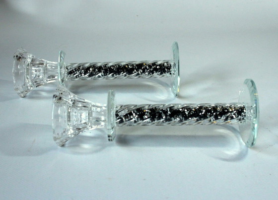 Image 1 of 2 Exceptional crystal glass candle holders - Vintage