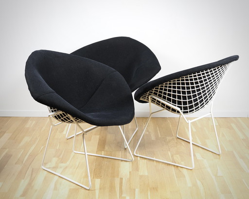 3x Knoll Int. Bertoia Diamond Chair en rembourrage intégral