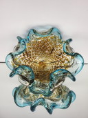 Ciotola di Murano Ercole Barovier, design organico in vetro di Murano trasparente con foglia d'oro 24 carati, Italia