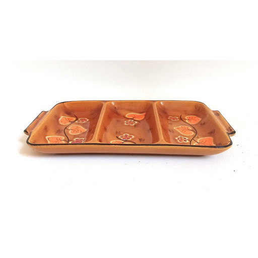 Vintage ceramic compartment dish by Poët-Laval, 1960