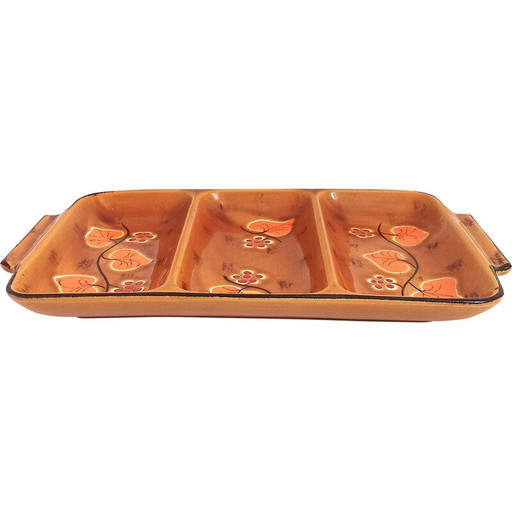 Vintage ceramic compartment dish by Poët-Laval, 1960