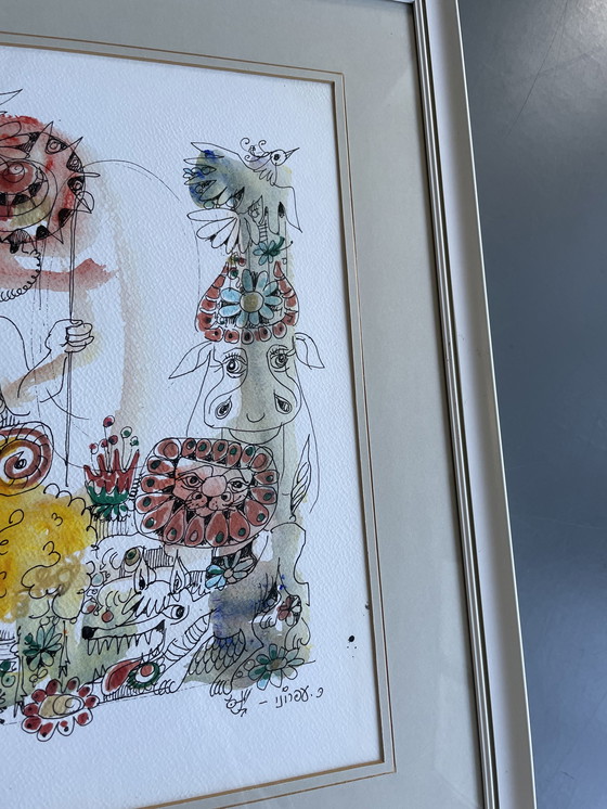 Image 1 of Catriel Efrony Dessin à l'aquarelle et à l'encre.