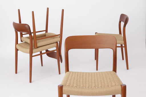 4x JL Moller model 75 chair by Niels Otto Moller