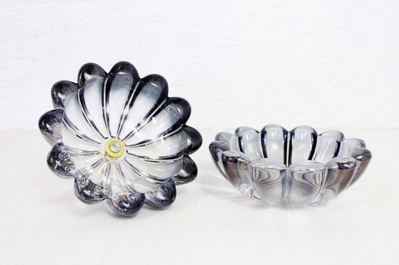 Image 1 of Glass and brass candy bowl from Walther Glass Germany