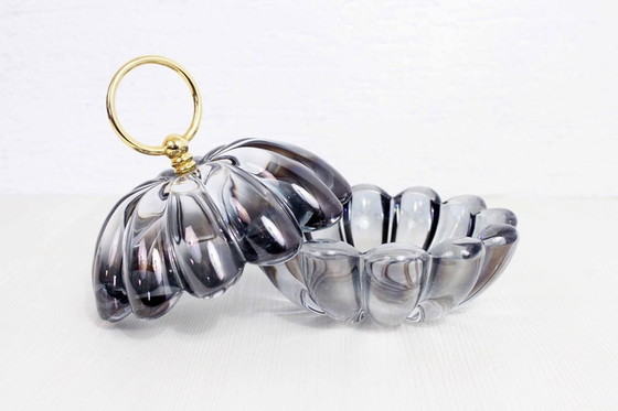 Image 1 of Glass and brass candy bowl from Walther Glass Germany