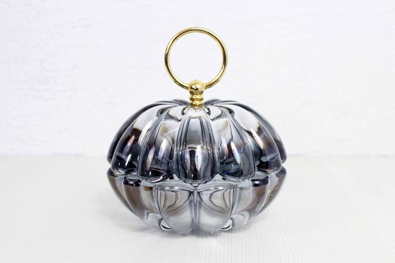 Image 1 of Glass and brass candy bowl from Walther Glass Germany