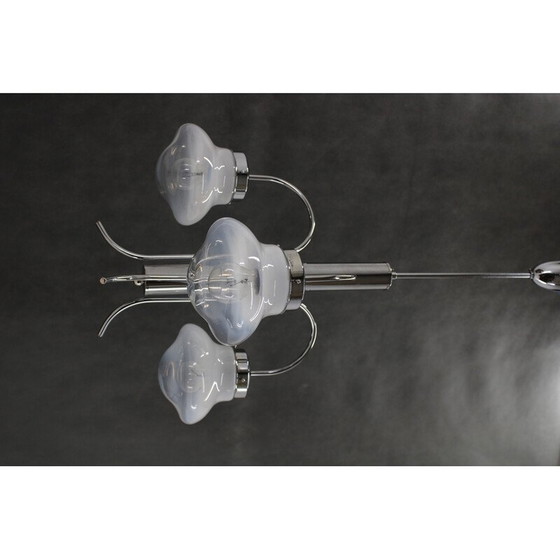 Image 1 of Lampadario vintage in cromo e vetro di Murano, Italia 1960