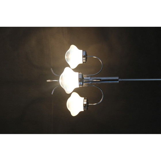 Image 1 of Lampadario vintage in cromo e vetro di Murano, Italia 1960