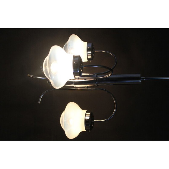 Image 1 of Lampadario vintage in cromo e vetro di Murano, Italia 1960