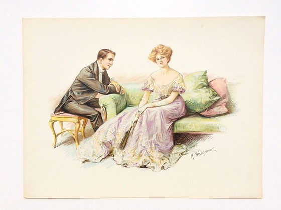 Image 1 of Prints " Gallant Couples 1900 " By A. Waldemar Etching