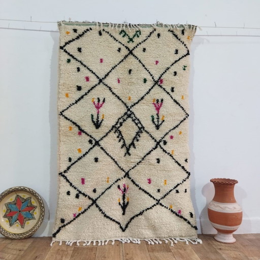 Handmade Multicolored Berber Carpet 172 X 110 Cm - Handgefertigter Mehrfarbiger Berber Teppich
