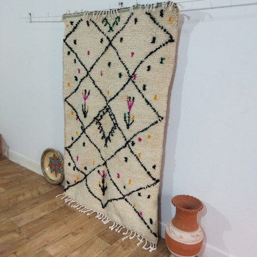 Handmade Multicolored Berber Carpet 172 X 110 Cm - Handgefertigter Mehrfarbiger Berber Teppich
