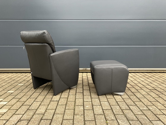 Image 1 of Jori Angel 1seat + footstool Anthracite gray Lipano leather