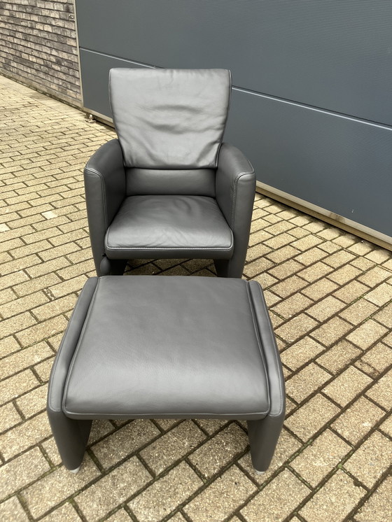 Image 1 of Jori Angel 1seat + footstool Anthracite gray Lipano leather