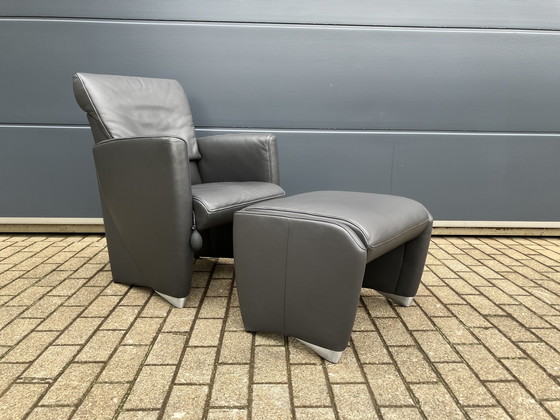 Image 1 of Jori Angel 1seat + footstool Anthracite gray Lipano leather