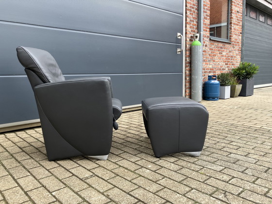 Image 1 of Jori Angel 1seat + footstool Anthracite gray Lipano leather