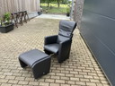 Jori Angel 1seat + footstool Anthracite gray Lipano leather