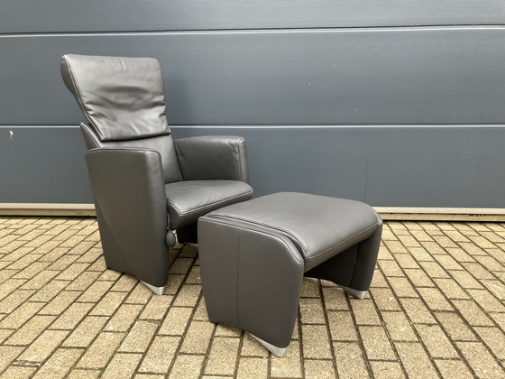 Image 1 of Jori Angel 1seat + footstool Anthracite gray Lipano leather