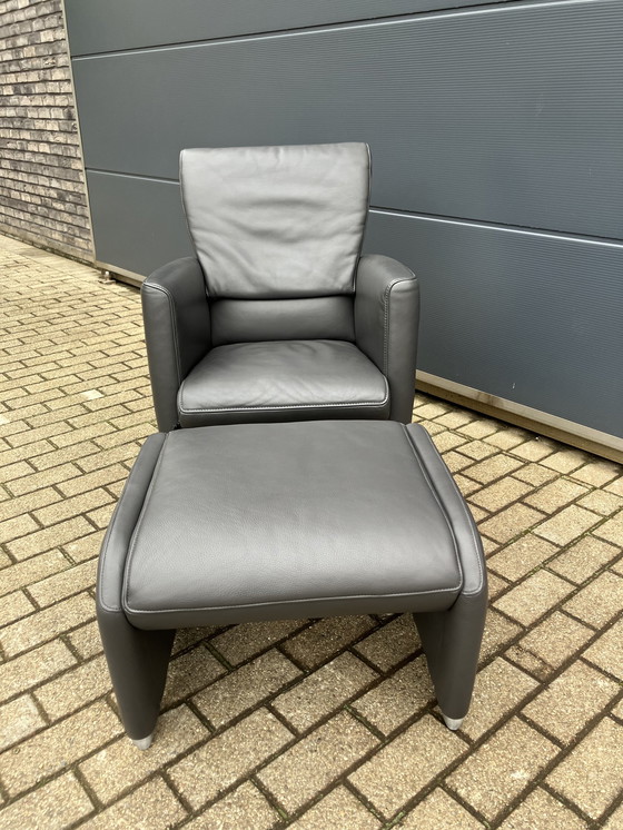 Image 1 of Jori Angel 1seat + footstool Anthracite gray Lipano leather