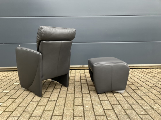 Image 1 of Jori Angel 1seat + footstool Anthracite gray Lipano leather