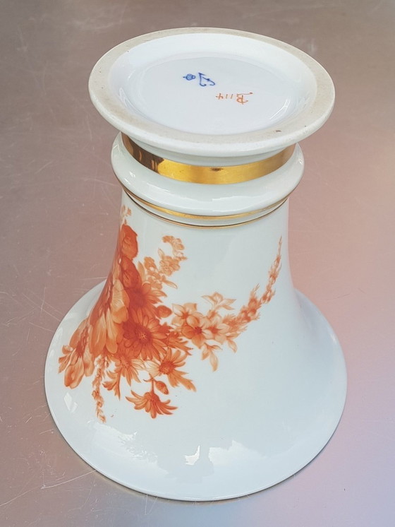 Image 1 of Gilded Porcelain Funnel Vase From Fürstenberg