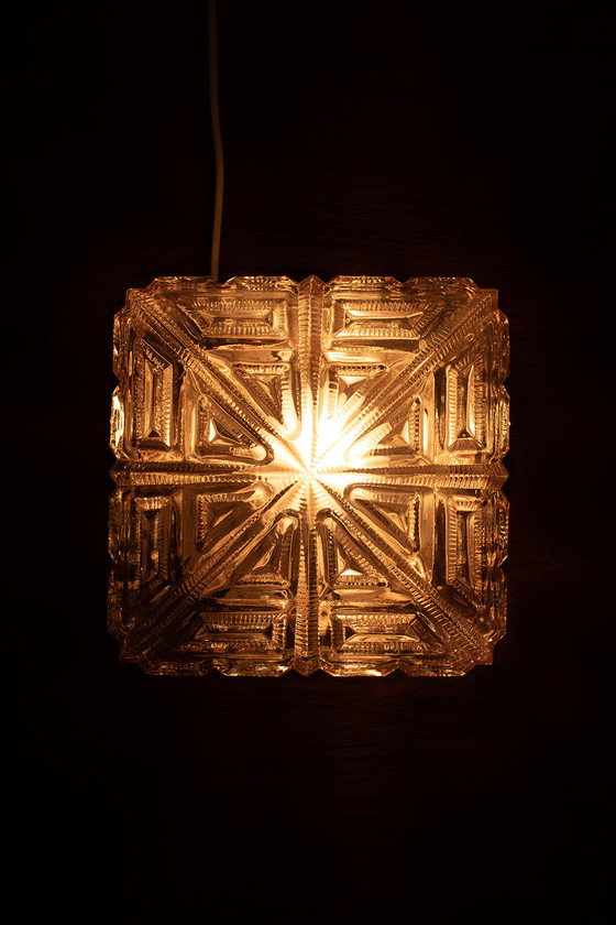 Image 1 of Wila ceiling lamp model 8 Amber, square, small NEW OLD STOCK