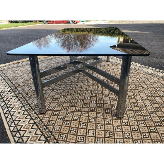 Image 1 of Vintage coffee table in smoked glass and chrome, 1970