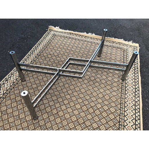 Vintage coffee table in smoked glass and chrome, 1970