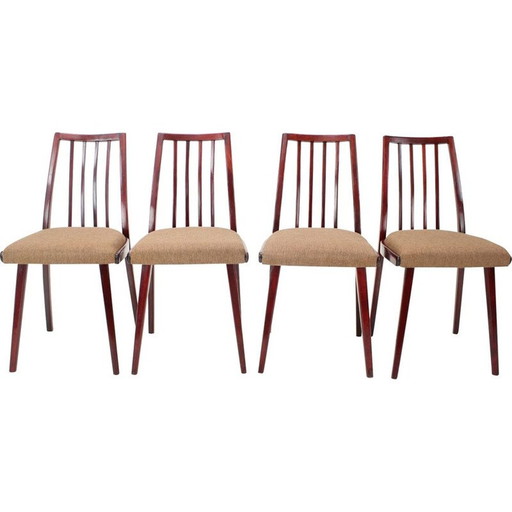 Set of 4 vintage wood dining chairs by Jitona, Czechoslovakia 1970s