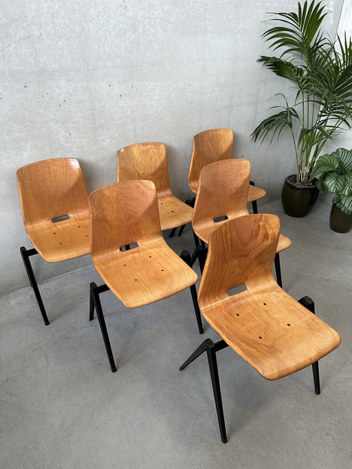 6x chaises vintage S22 Galvanitas - Wim Rietveld
