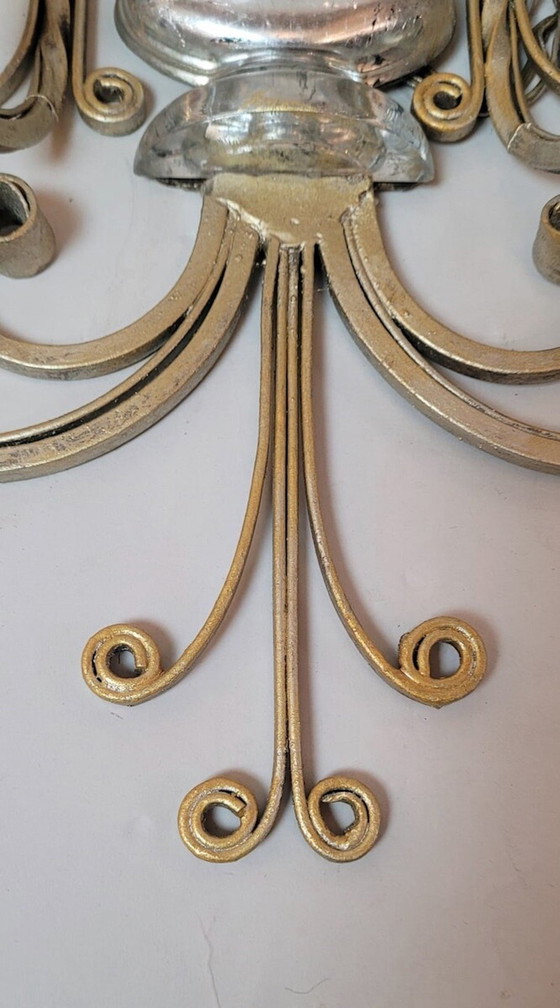 Image 1 of  Lampada da parete in ferro battuto e argento - Maison Baguès