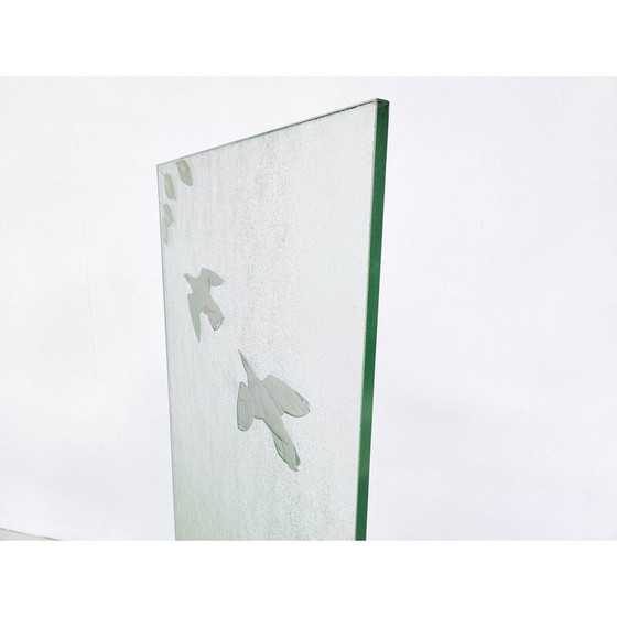 Image 1 of Par de paneles de vidrio grabado de mediados de siglo, década de 1950