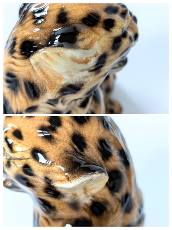 Image 1 of Porcelain Leopard Figurine | Ronzan Italia | 1960'S