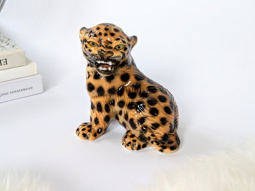 Porcelain Leopard Figurine | Ronzan Italia | 1960'S