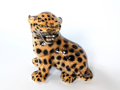 Porcelain Leopard Figurine | Ronzan Italia | 1960'S