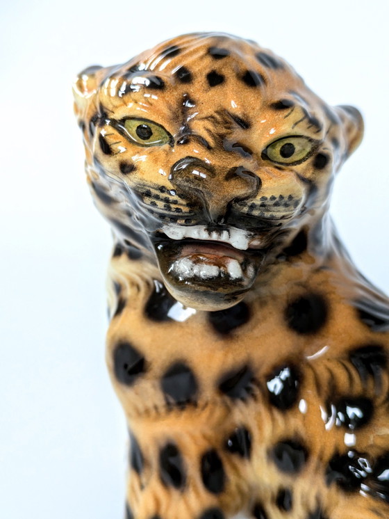 Image 1 of Porcelain Leopard Figurine | Ronzan Italia | 1960'S