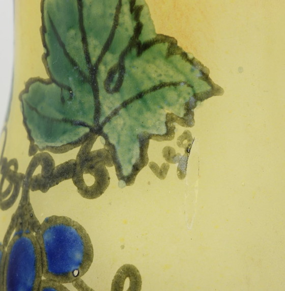 Image 1 of Diabolo Vase - Enamelled grape design. Legras