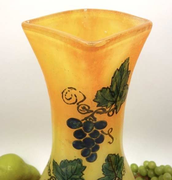 Image 1 of Diabolo Vase - Enamelled grape design. Legras