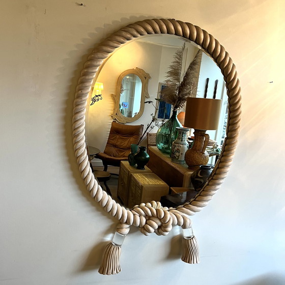 Image 1 of Miroir en corde ovale Mid Century