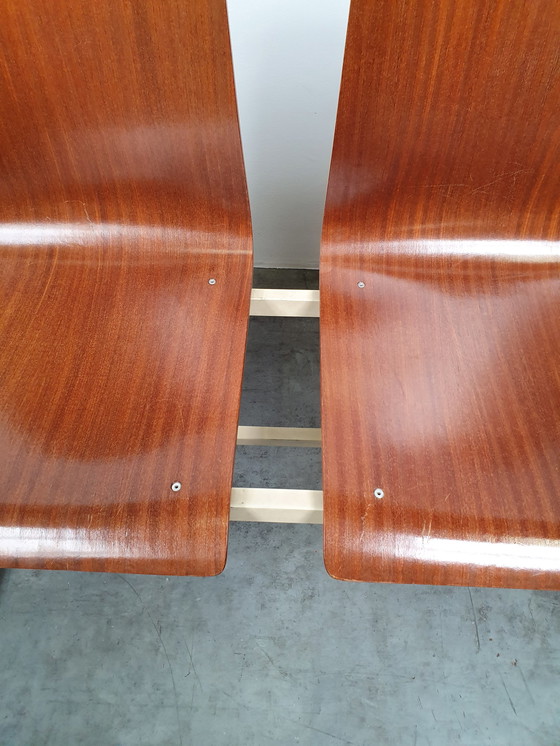 Image 1 of teak plywood pew 60s 5 seater