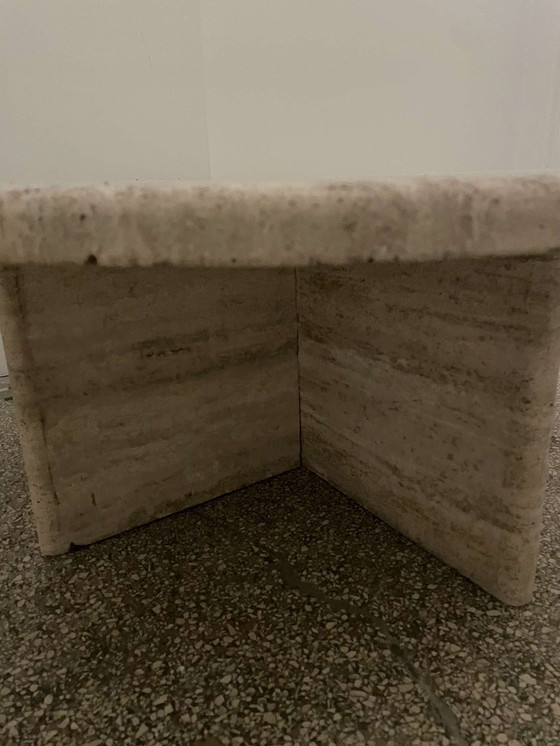 Image 1 of Round Travertine Coffee Table, Italy, 1970S