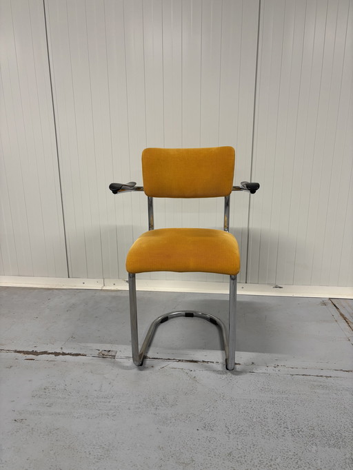 The White Chair | Model 1012 | Yellow Ribbed Fabric