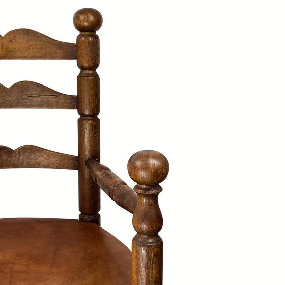 Image 1 of French peasant chair with leather seat